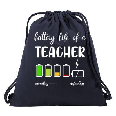 Funny Battery Life Of A Teacher Gift Drawstring Bag