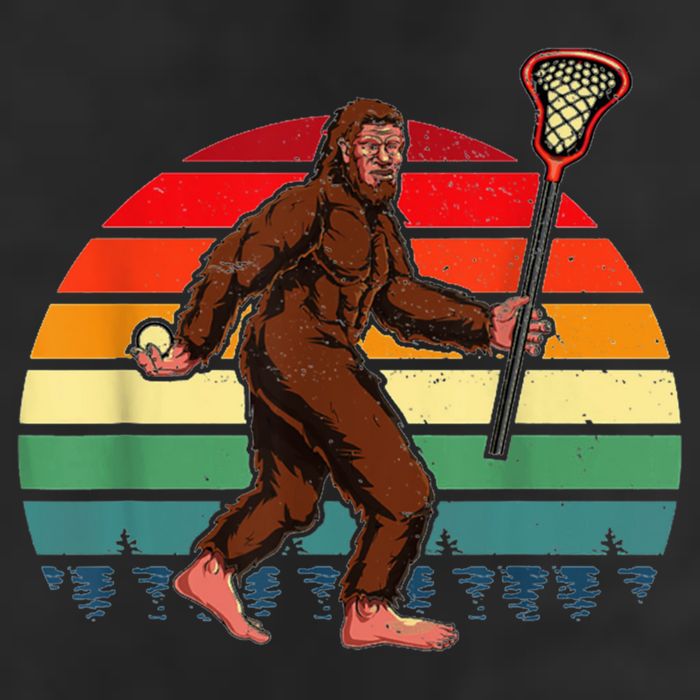 Funny Bigfoot Lacrosse Lax Sasquatch Lacrosse Team Player 7 Panel Mesh Trucker Snapback Hat