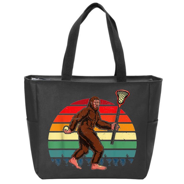 Funny Bigfoot Lacrosse Lax Sasquatch Lacrosse Team Player Zip Tote Bag