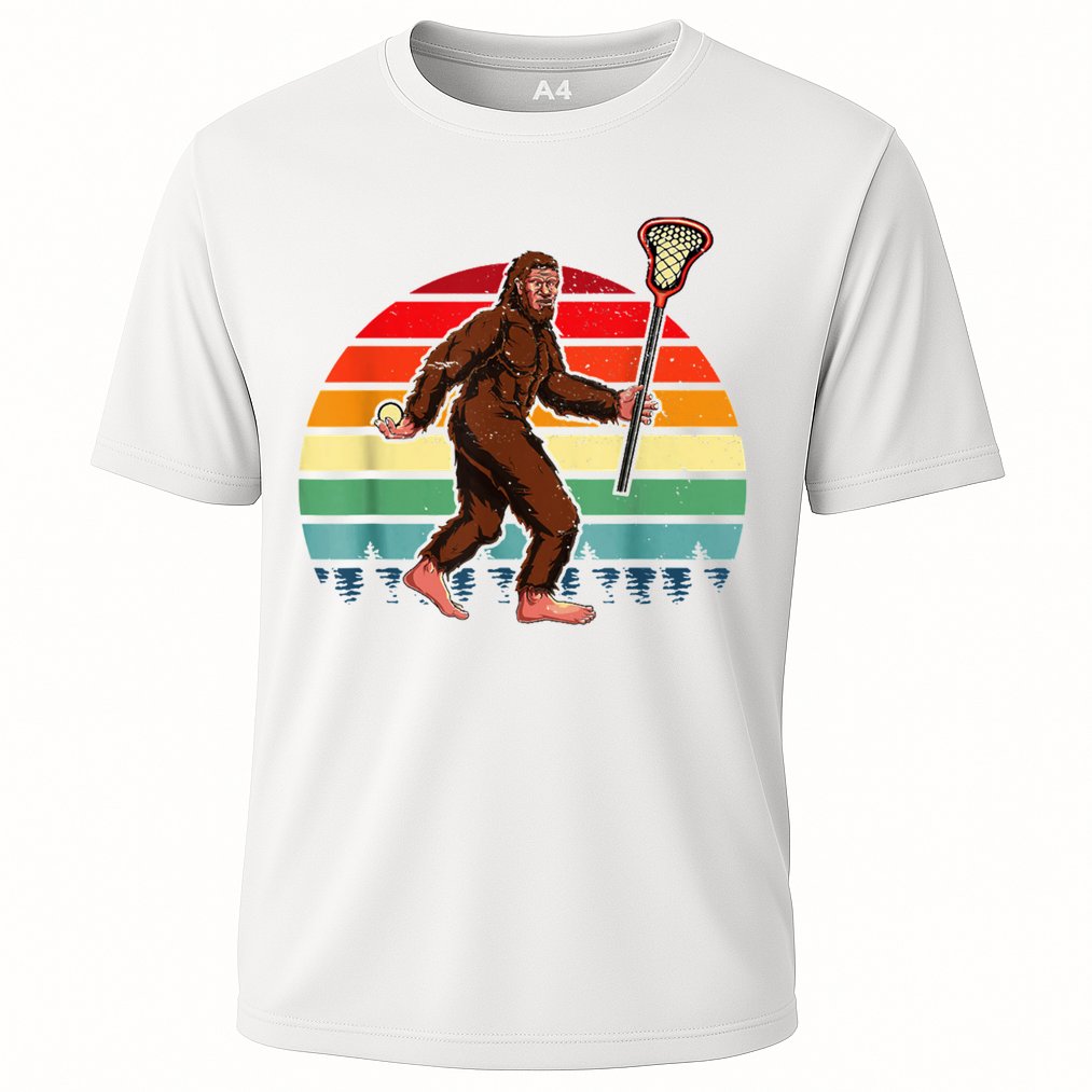 Funny Bigfoot Lacrosse Lax Sasquatch Lacrosse Team Player Cooling Performance Crew T-Shirt