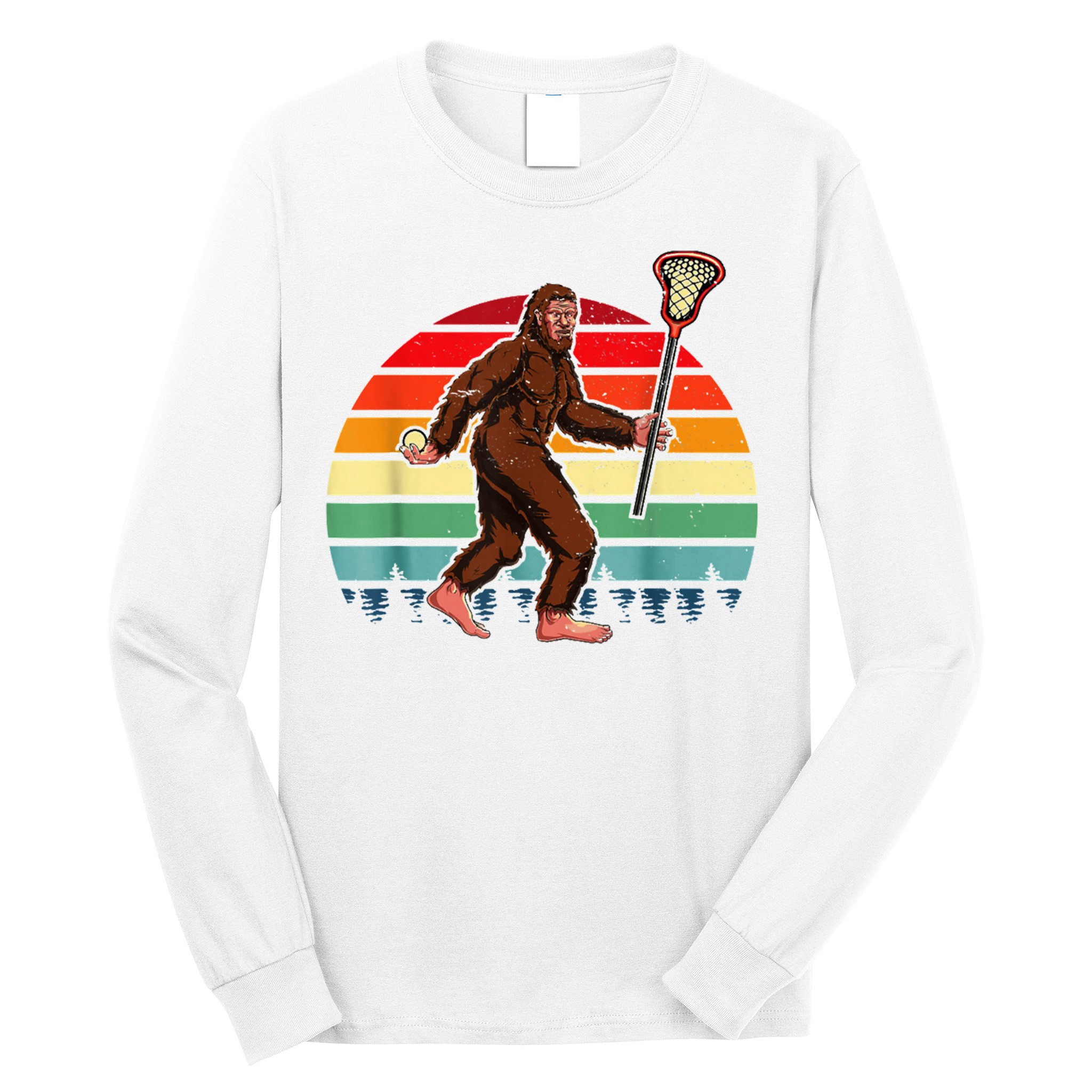 Funny Bigfoot Lacrosse Lax Sasquatch Lacrosse Team Player Long Sleeve Shirt