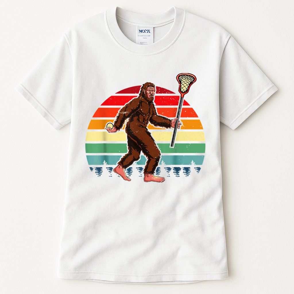 Funny Bigfoot Lacrosse Lax Sasquatch Lacrosse Team Player Tall T-Shirt
