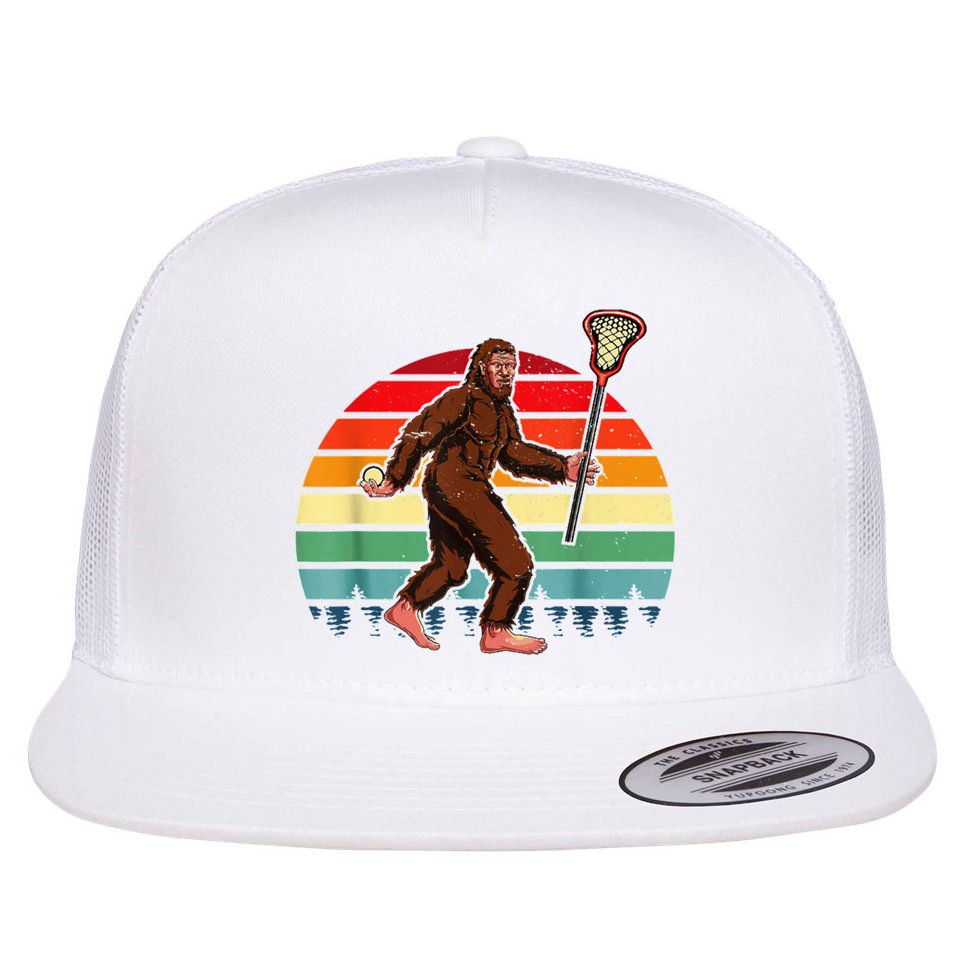 Funny Bigfoot Lacrosse Lax Sasquatch Lacrosse Team Player Flat Bill Trucker Hat