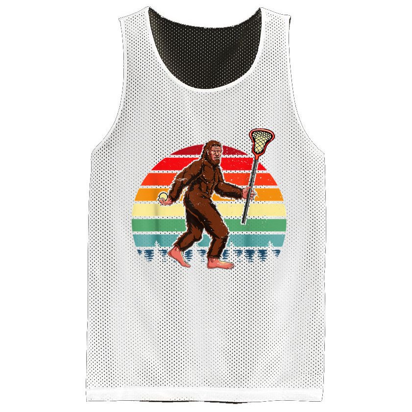 Funny Bigfoot Lacrosse Lax Sasquatch Lacrosse Team Player Mesh Reversible Basketball Jersey Tank