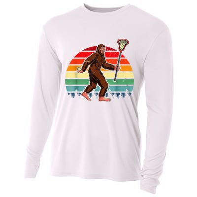Funny Bigfoot Lacrosse Lax Sasquatch Lacrosse Team Player Cooling Performance Long Sleeve Crew