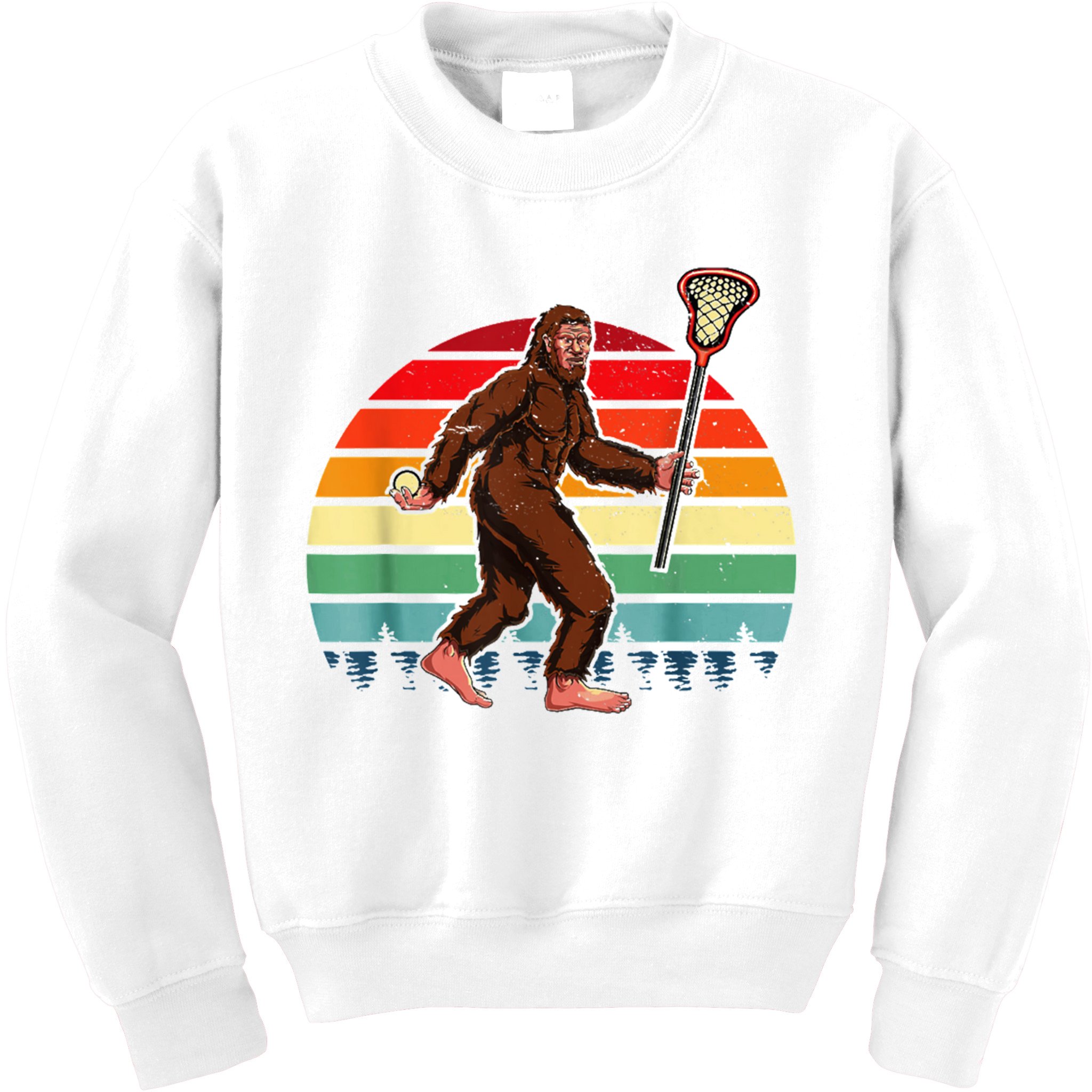 Funny Bigfoot Lacrosse Lax Sasquatch Lacrosse Team Player Kids Sweatshirt