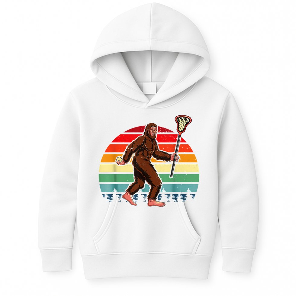 Funny Bigfoot Lacrosse Lax Sasquatch Lacrosse Team Player Kids Hoodie