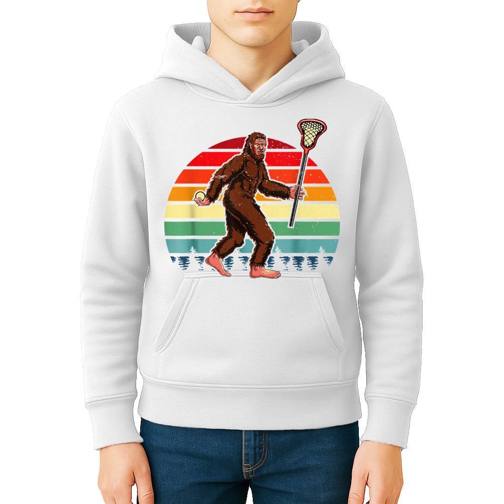Funny Bigfoot Lacrosse Lax Sasquatch Lacrosse Team Player Kids Hoodie