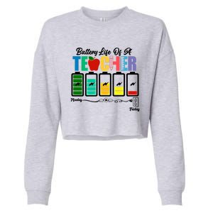 Funny Battery Life Teacher Hallothanksmas Monday To Friday Gift Cropped Pullover Crew