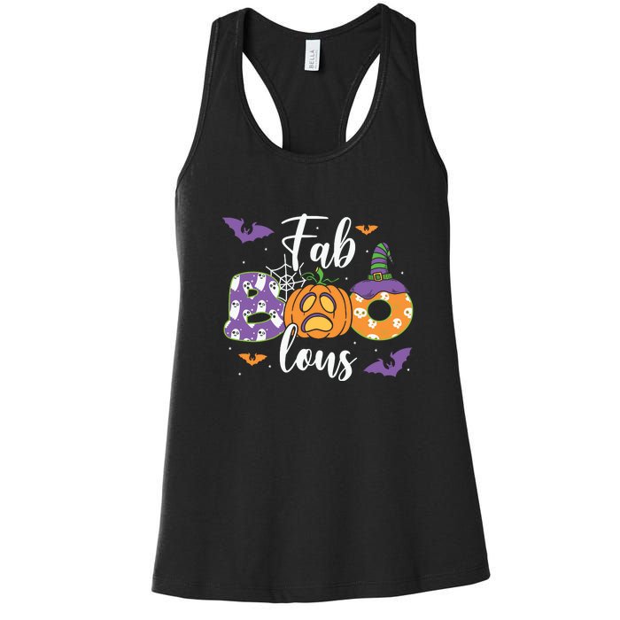 Fab Boo Lous Pumpkin Halloween Funny Pumpkin Gift Women's Racerback Tank