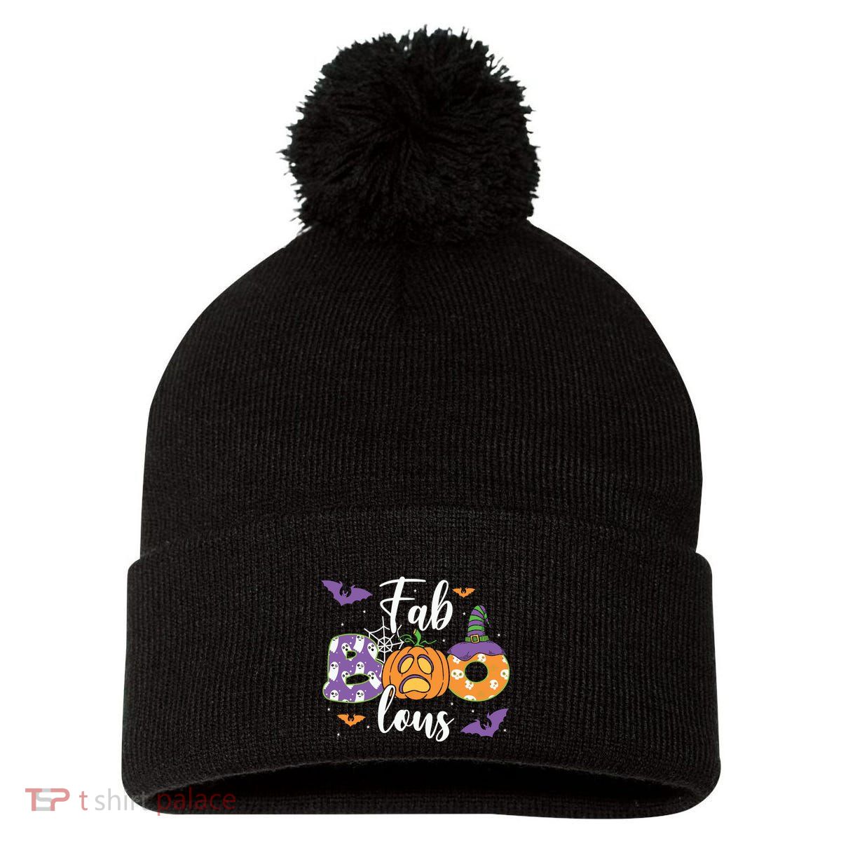Fab Boo Lous Pumpkin Halloween Funny Pumpkin Gift Pom Pom 12in Knit Beanie