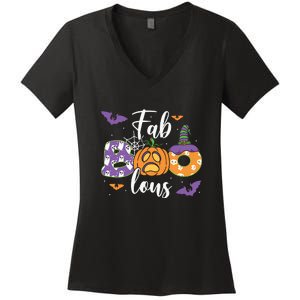 Fab Boo Lous Pumpkin Halloween Funny Pumpkin Gift Women's V-Neck T-Shirt