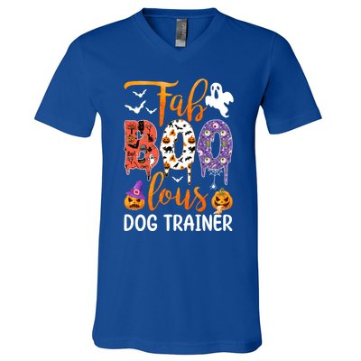 Fab Boo Lous Dog Trainer Ghost Pumpkin Halloween Dog Trainer Cute Gift V-Neck T-Shirt