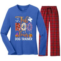 Fab Boo Lous Dog Trainer Ghost Pumpkin Halloween Dog Trainer Cute Gift Women's Long Sleeve Flannel Pajama Set 