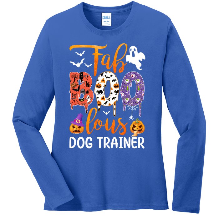 Fab Boo Lous Dog Trainer Ghost Pumpkin Halloween Dog Trainer Cute Gift Ladies Long Sleeve Shirt