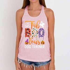 Fab Boo Lous Dog Trainer Ghost Pumpkin Halloween Dog Trainer Cute Gift Women's Knotted Racerback Tank