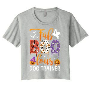 Fab Boo Lous Dog Trainer Ghost Pumpkin Halloween Dog Trainer Cute Gift Women's Crop Top Tee