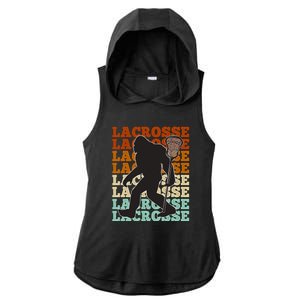 Funny Bigfoot Lacrosse Lax Sasquatch Lacrosse Team Player Ladies PosiCharge Tri-Blend Wicking Draft Hoodie Tank