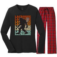 Funny Bigfoot Lacrosse Lax Sasquatch Lacrosse Team Player Women's Long Sleeve Flannel Pajama Set 