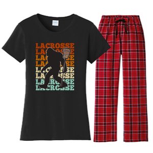 Funny Bigfoot Lacrosse Lax Sasquatch Lacrosse Team Player Women's Flannel Pajama Set