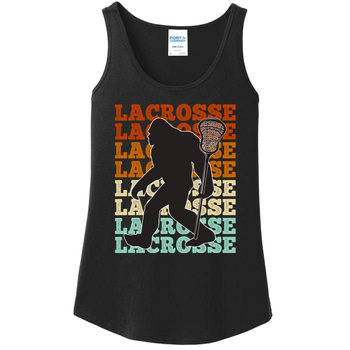 Funny Bigfoot Lacrosse Lax Sasquatch Lacrosse Team Player Ladies Essential Tank