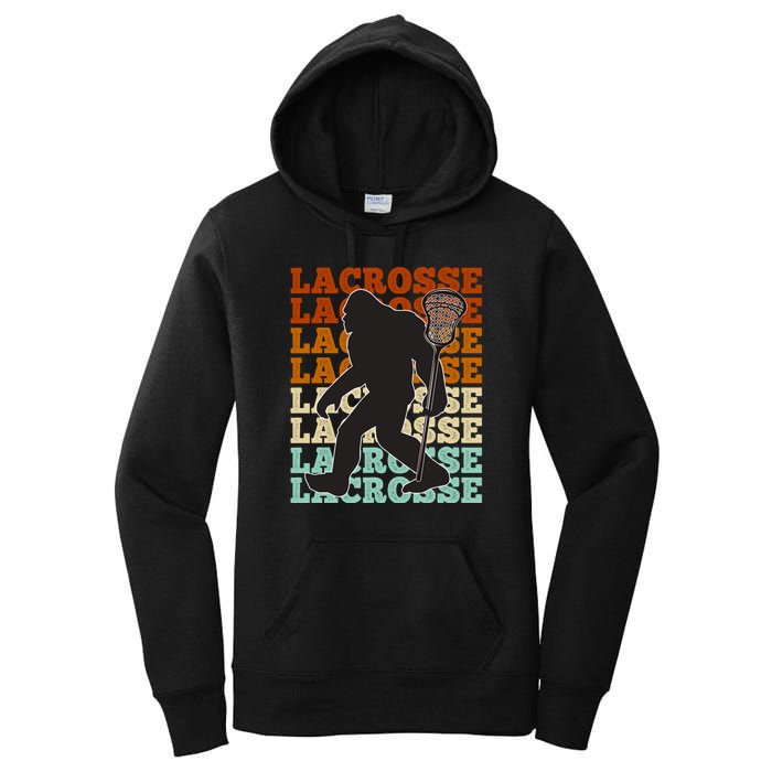 Funny Bigfoot Lacrosse Lax Sasquatch Lacrosse Team Player Women's Pullover Hoodie