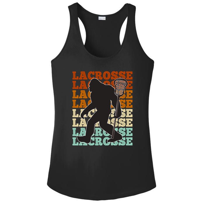 Funny Bigfoot Lacrosse Lax Sasquatch Lacrosse Team Player Ladies PosiCharge Competitor Racerback Tank