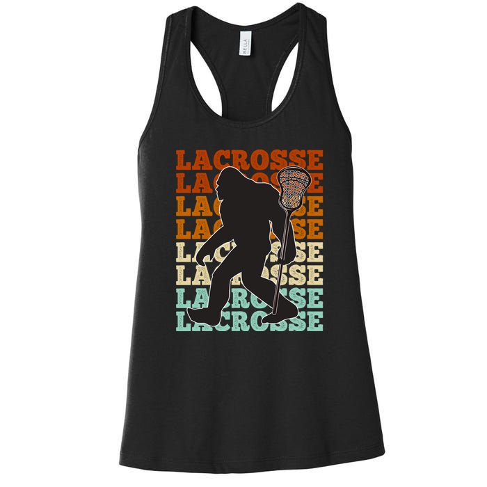 Funny Bigfoot Lacrosse Lax Sasquatch Lacrosse Team Player Women's Racerback Tank