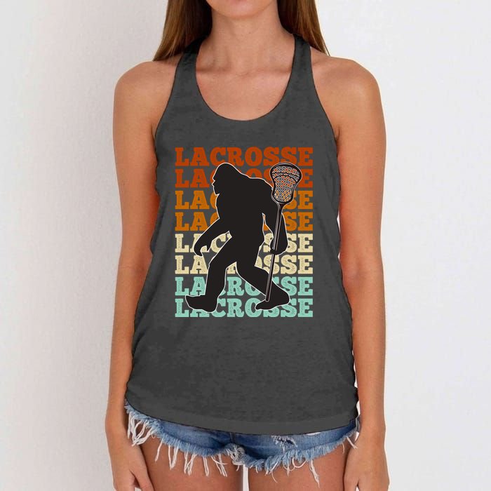 Funny Bigfoot Lacrosse Lax Sasquatch Lacrosse Team Player Women's Knotted Racerback Tank