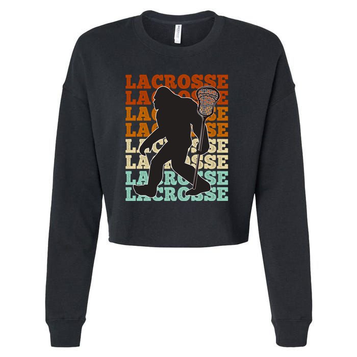 Funny Bigfoot Lacrosse Lax Sasquatch Lacrosse Team Player Cropped Pullover Crew