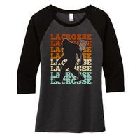 Funny Bigfoot Lacrosse Lax Sasquatch Lacrosse Team Player Women's Tri-Blend 3/4-Sleeve Raglan Shirt