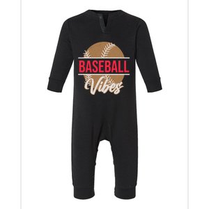 Fun Baseball Lover Novelty Graphic Art Baseball Vibes Gift Infant Fleece One Piece