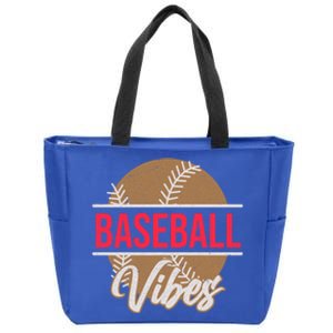 Fun Baseball Lover Novelty Graphic Art Baseball Vibes Gift Zip Tote Bag