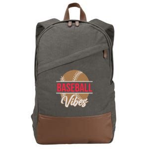 Fun Baseball Lover Novelty Graphic Art Baseball Vibes Gift Cotton Canvas Backpack