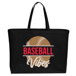 Fun Baseball Lover Novelty Graphic Art Baseball Vibes Gift Cotton Canvas Jumbo Tote