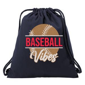 Fun Baseball Lover Novelty Graphic Art Baseball Vibes Gift Drawstring Bag