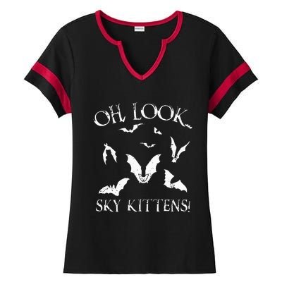 Funny Bat Lover Gift For Men Women Cool Sky Kittens Horror Ladies Halftime Notch Neck Tee