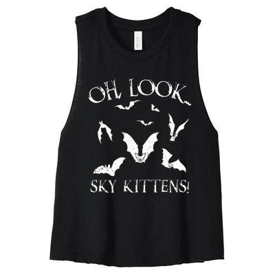 Funny Bat Lover Gift For Men Women Cool Sky Kittens Horror Women's Racerback Cropped Tank