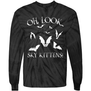 Funny Bat Lover Gift For Men Women Cool Sky Kittens Horror Tie-Dye Long Sleeve Shirt