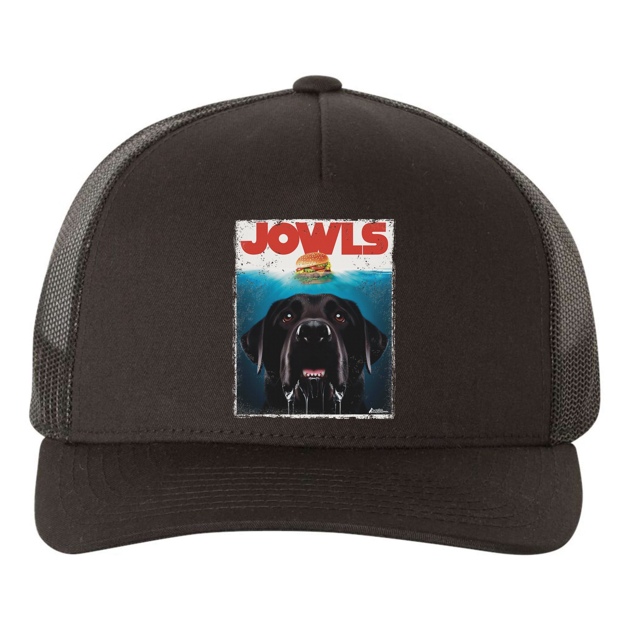Funny Black Lab Jowls , Labrador Retriever Mom Top, Dad Yupoong Adult 5-Panel Trucker Hat