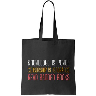 Funny Book Lover Gift Knowledge Is Power Censorship Is Ignorance Read Banned Boo Bag