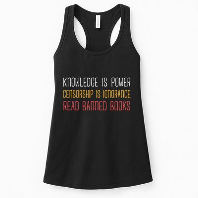 Funny Book Lover Gift Knowledge Is Power Censorship Is Ignorance Read Banned Boo Womens Tank Top