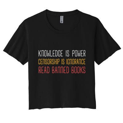 Funny Book Lover Gift Knowledge Is Power Censorship Is Ignorance Read Banned Boo Crop Top