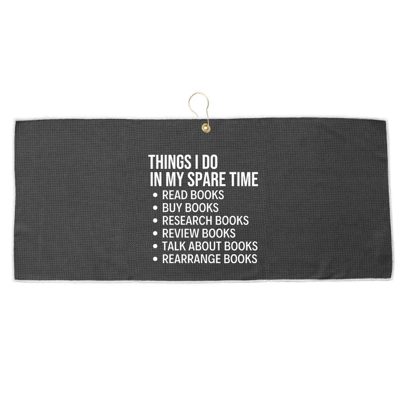 Funny Book Lover Bookish Reading Librarian Large Microfiber Waffle Golf Towel