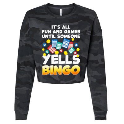 Funny Bingo Lover Design For Women Bingo Gambling Player Cropped Pullover Crew