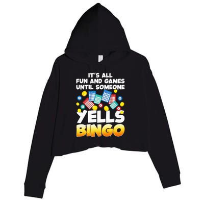 Funny Bingo Lover Design For Women Bingo Gambling Player Crop Fleece Hoodie