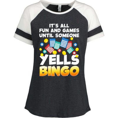 Funny Bingo Lover Design For Women Bingo Gambling Player Enza Ladies Jersey Colorblock Tee