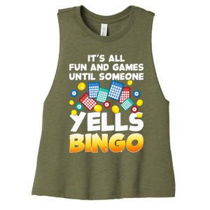 Funny Bingo Lover Design For Women Bingo Gambling Player Women's Racerback Cropped Tank