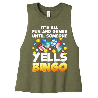 Funny Bingo Lover Design For Women Bingo Gambling Player Women's Racerback Cropped Tank