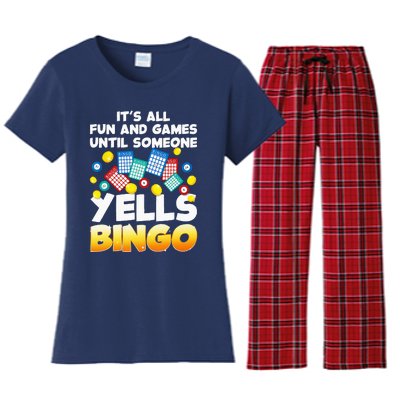 Funny Bingo Lover Design For Women Bingo Gambling Player Women's Flannel Pajama Set